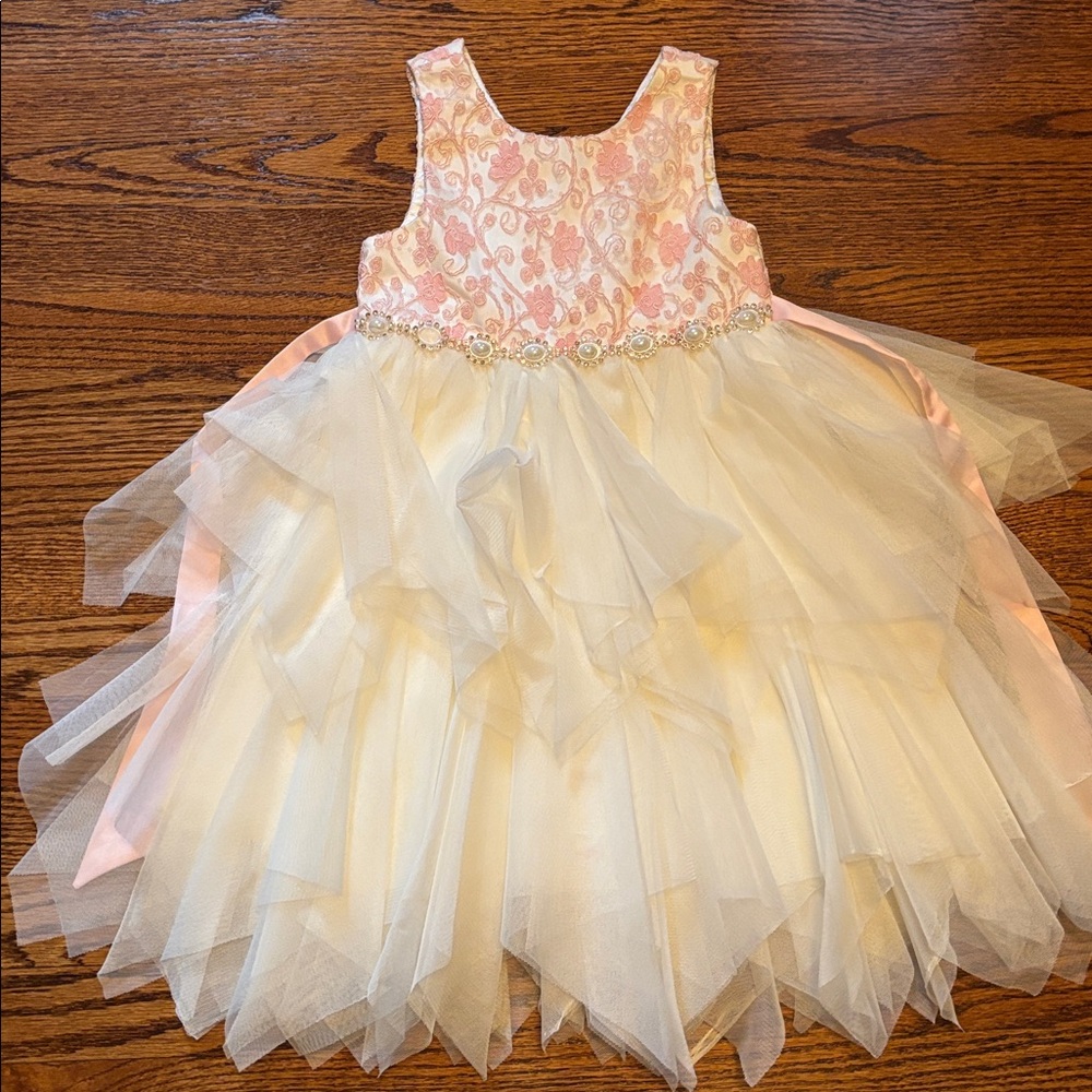 Elegant Pink and Cream Tulle Dress